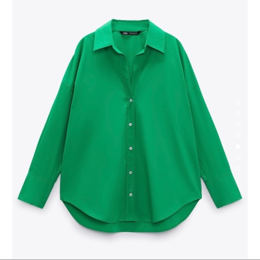 Zara green poplin oversized button down